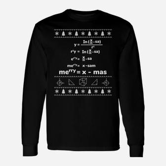 Christmas Merry Xmas Math Equation Formula Design Unisex Long Sleeve | Crazezy