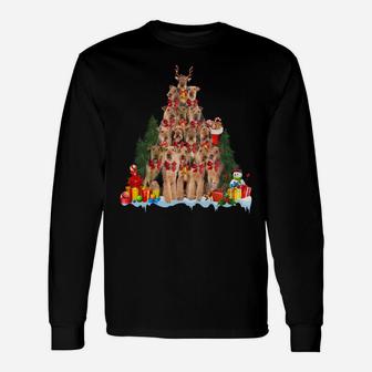 Christmas Pajama Airedale Terrier Xmas Tree Gift Dog Dad Mom Sweatshirt Unisex Long Sleeve | Crazezy