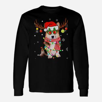 Christmas Pajama Corgi Xmas Lights Dog Dad Mom Sweatshirt Unisex Long Sleeve | Crazezy