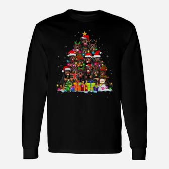 Christmas Pajama Rottweiler Tree Xmas Gifts Dog Dad Mom Unisex Long Sleeve | Crazezy CA
