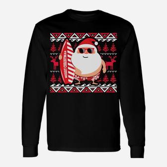 Christmas Santa Claus Hawaii Ugly Sweater Design Sweatshirt Unisex Long Sleeve | Crazezy