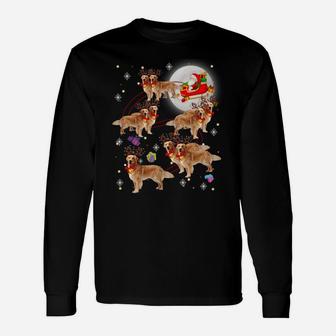 Christmas Santa Claus Riding Golden Retriever Xmas Pajamas Sweatshirt Unisex Long Sleeve | Crazezy DE