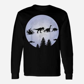 Christmas Santa Dinosaur - Moon Dinosaur Sleigh Unisex Long Sleeve | Crazezy DE