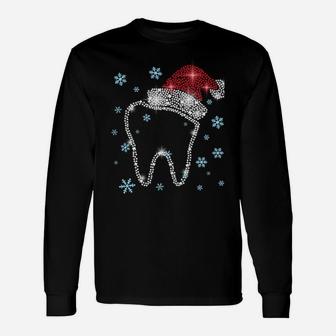 Christmas Tooth Santa Hat Funny Dentist Dental Assistant Sweatshirt Unisex Long Sleeve | Crazezy DE