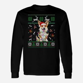 Christmas Tree Corgi Pajama Lights Dog Dad Mom Sweatshirt Unisex Long Sleeve | Crazezy