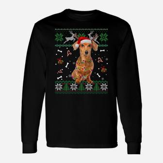 Christmas Tree Dachshund Pajama Lights Dog Dad Mom Sweatshirt Unisex Long Sleeve | Crazezy AU