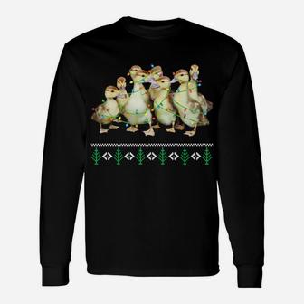 Christmas Ugly Sweater Duck Xmas Tree Gift Funny Farmer Gift Sweatshirt Unisex Long Sleeve | Crazezy CA