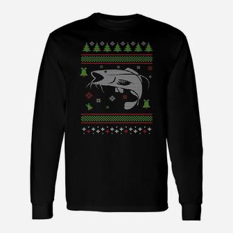Christmas Ugly Sweater Fish Trout Bass Design Unisex Long Sleeve | Crazezy