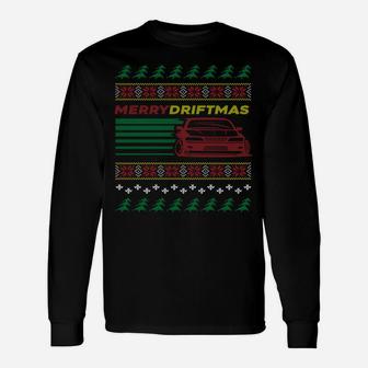 Christmas Ugly Sweater Merry Driftmas Car Design Unisex Long Sleeve | Crazezy DE