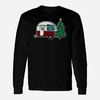 Christmas Vintage Camper Sweatshirt Xmas Tree Wreath Decor Unisex Long Sleeve | Crazezy CA