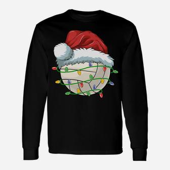 Christmas Volleyball Ball Santa Hat Light Funny Sport Xmas Sweatshirt Unisex Long Sleeve | Crazezy DE