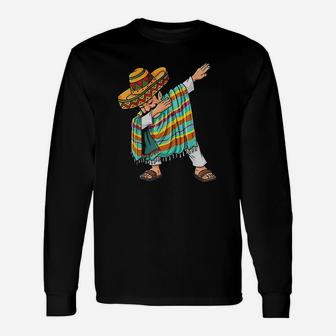 Cinco De Mayo Dabbing Poncho Sombrero Funny Mexican Dab Unisex Long Sleeve | Crazezy