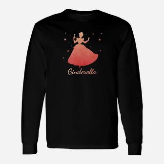 Cinderella Silhouette Damen Langarmshirts in Schwarz, Märchen Mode - Seseable