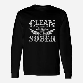 Clean And Sober Biker Vintage Sobriety Unisex Long Sleeve | Crazezy