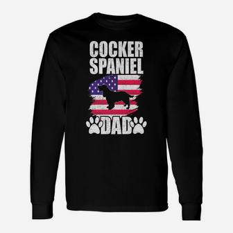 Cocker Spaniel Dad Dog Lover American Us Flag Unisex Long Sleeve | Crazezy