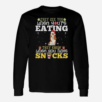 Cocker Spaniel Xmas They See Youre Eating Long Sleeve T-Shirt - Monsterry DE