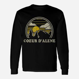 Coeur D'alene Idaho Id T Shirt Vintage Hiking Mountains Tee Unisex Long Sleeve | Crazezy