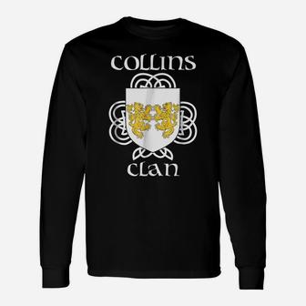 Collins Family Crest Coat Of Arms T Shirt Unisex Long Sleeve | Crazezy