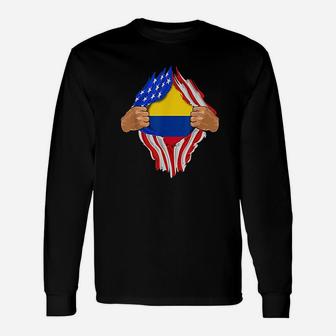 Colombian Blood Inside Me Colombia Flag Long Sleeve T-Shirt - Thegiftio