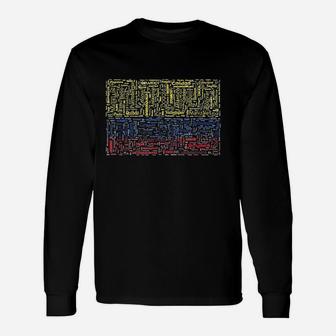 Colombian Flag With Colombian Cities Word Long Sleeve T-Shirt - Thegiftio