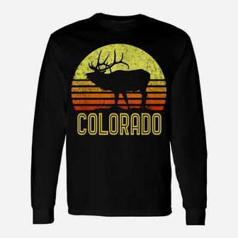 Colorado Elk Hunter Dad Vintage Retro Sun Bow Hunting Gift Unisex Long Sleeve | Crazezy CA