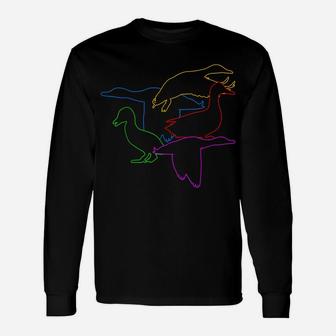 Colored Duck Goose Geese Lovers T Shirt Hunting Hunters Gift Unisex Long Sleeve | Crazezy AU