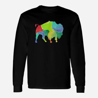 Colorful American Bison Wildlife Animal Buffalo Unisex Long Sleeve | Crazezy