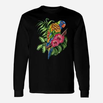 Colorful Parrot Bird Tropical Flower Unisex Long Sleeve | Crazezy
