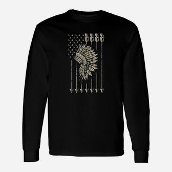 Cool Native American And Teepee Flag Funny Gift Unisex Long Sleeve | Crazezy