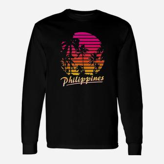 Cool Philippines 80S Palm Trees Summer Sunset Unisex Long Sleeve | Crazezy