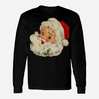 Cool Vintage Christmas Santa Claus Face Sweatshirt Unisex Long Sleeve | Crazezy