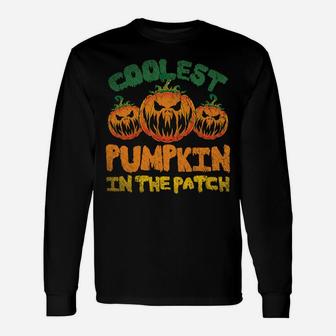 Coolest Pumpkin In The Patch Jack O Lantern Funny Pumpkin Unisex Long Sleeve | Crazezy