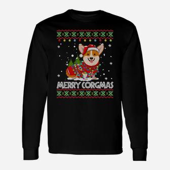 Corgi Dog Merry Corgmas Santa Corgi Ugly Christmas Sweater Sweatshirt Unisex Long Sleeve | Crazezy CA