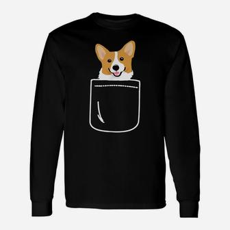 Corgi In Pocket Funny Corgi Crazy Dog Lover Gift Unisex Long Sleeve | Crazezy
