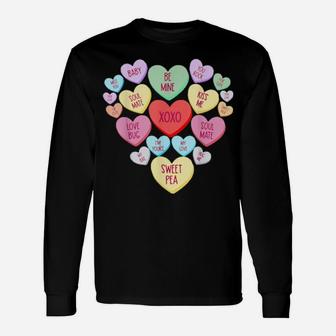 Couple Valentine's Day Heart Candy Conversation Long Sleeve T-Shirt - Monsterry