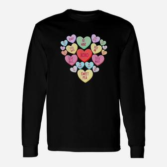 Couple Valentines Day Heart Candy Conversation Long Sleeve T-Shirt - Monsterry UK