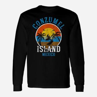 Cozumel Mexico Beaches Retro Cool Distressed Long Sleeve T-Shirt - Monsterry CA