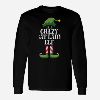 Crazy Cat Lady Elf Matching Family Group Christmas Party Pj Unisex Long Sleeve | Crazezy