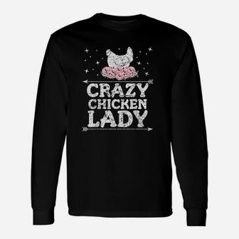 Crazy Chicken Lady Vintage Farmer Gift Poultry Lover Unisex Long Sleeve | Crazezy