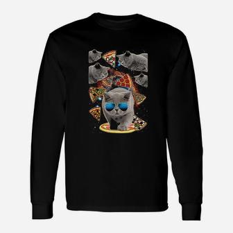 Crazy Space Pizza Cat Funny Unisex Long Sleeve | Crazezy