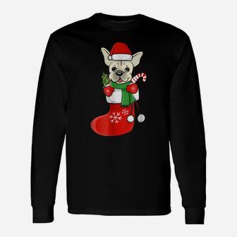 Cream French Bulldog Christmas Stocking Dog Shirt Unisex Long Sleeve | Crazezy AU