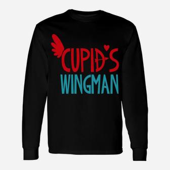 Cupids Wingman Valentines Day Long Sleeve T-Shirt - Thegiftio
