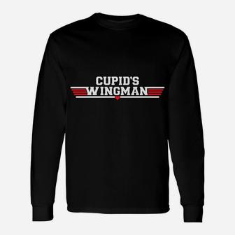 Cupids Wingman Valentines Day Romantic Love Holiday Long Sleeve T-Shirt - Thegiftio