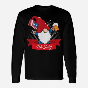 Cute 4Th Of July Gnome With Us Flag And Beer Patriotic Unisex Long Sleeve | Crazezy UK