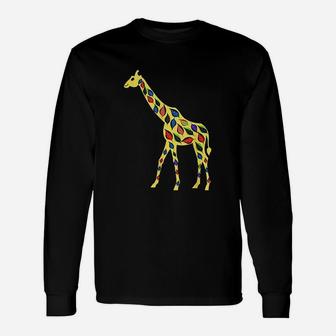 Cute And Colorful Leafy Giraffe Unique Camelopard Unisex Long Sleeve | Crazezy