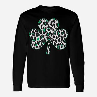 Cute Animal Shamrock Leopard Print St Patricks Day Design Unisex Long Sleeve | Crazezy