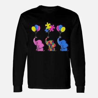 Cute Autism Elephant Autism Awareness Long Sleeve T-Shirt - Monsterry UK