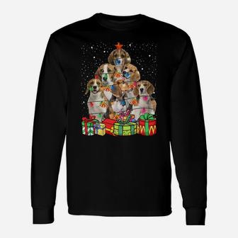 Cute Beagle Dog Christmas Tree Lights Pet Puppy Dad Mom Sweatshirt Unisex Long Sleeve | Crazezy UK