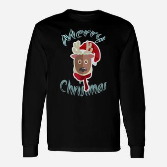 Cute Buffalo Santa Hat Merry Christmas Tee Xmas Funny Moose Unisex Long Sleeve | Crazezy AU