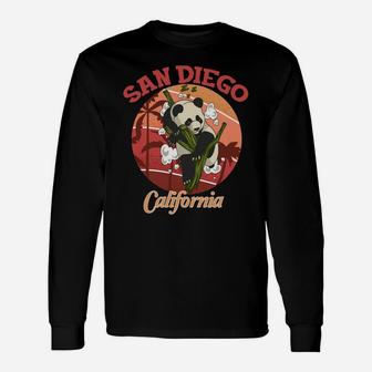 Cute California State San Diego Retro Panda Zoo Unisex Long Sleeve | Crazezy
